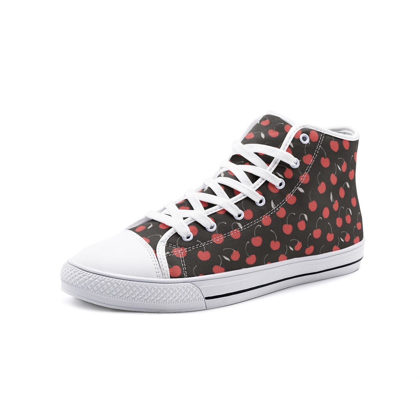 Vampire Art Whimsigoth Unisex High Top Canvas Shoes - Cherries - Available in Black or White