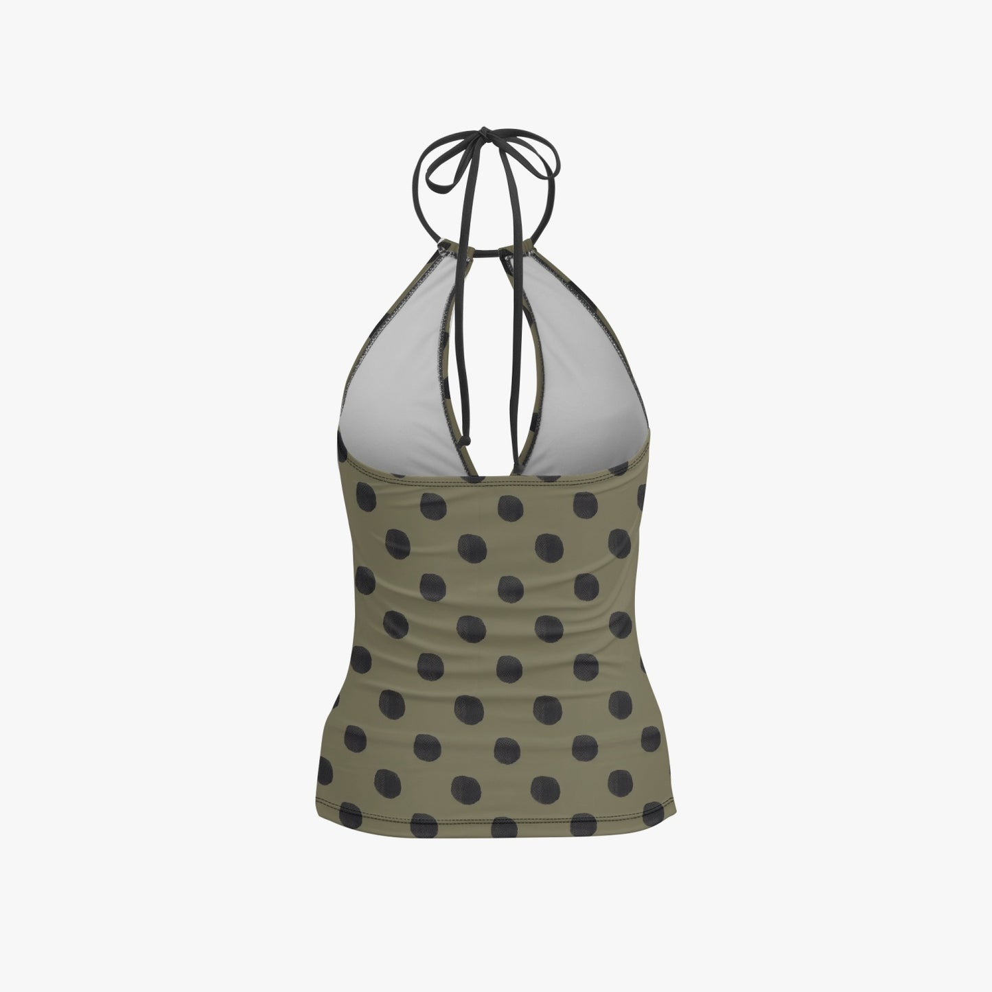 Vampire Art Retro Halter Two-Piece Tankini Swimsuit - Olive Green Polka Dot