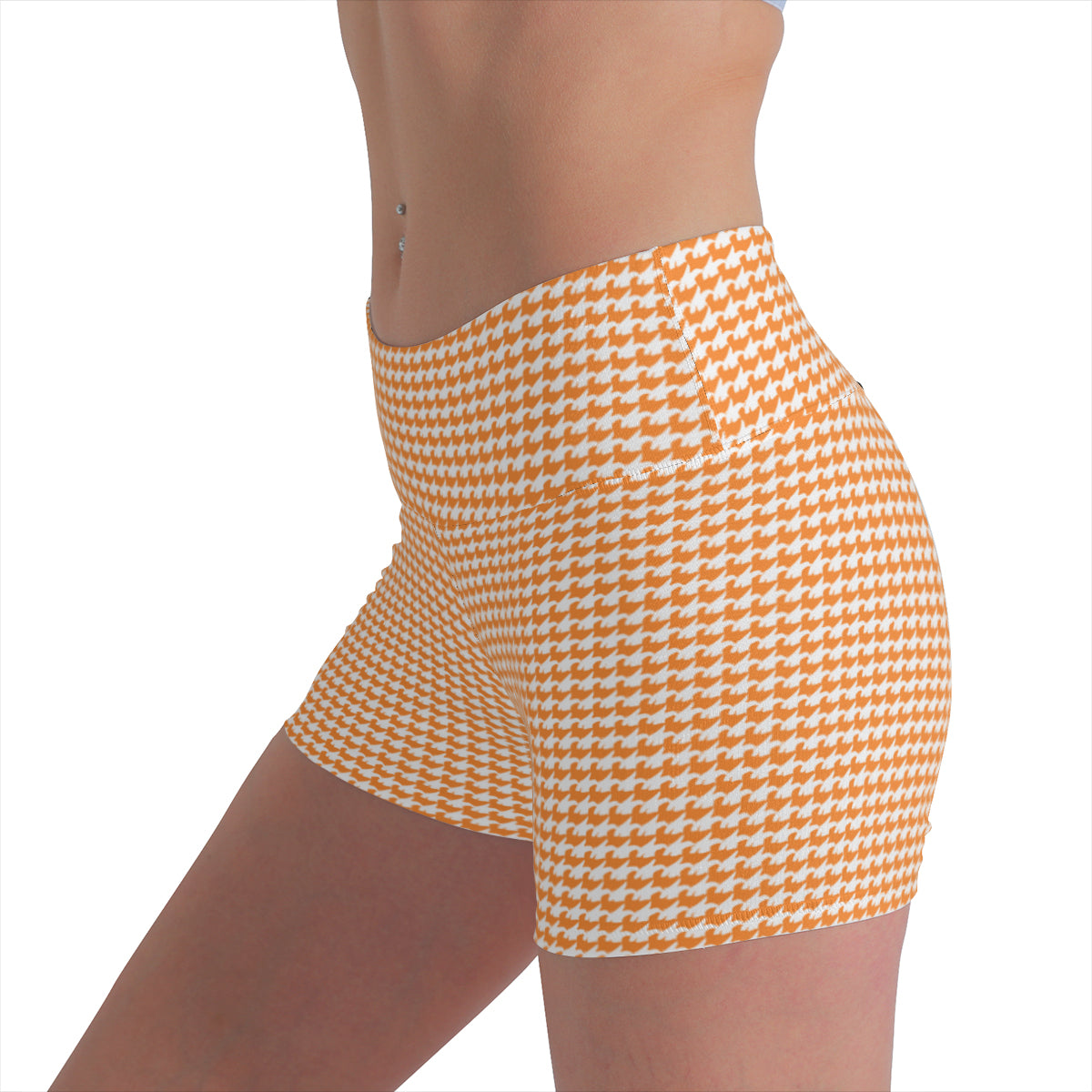 Vampire Art Retro Yoga Cycling Sports Shorts - Orange Houndstooth