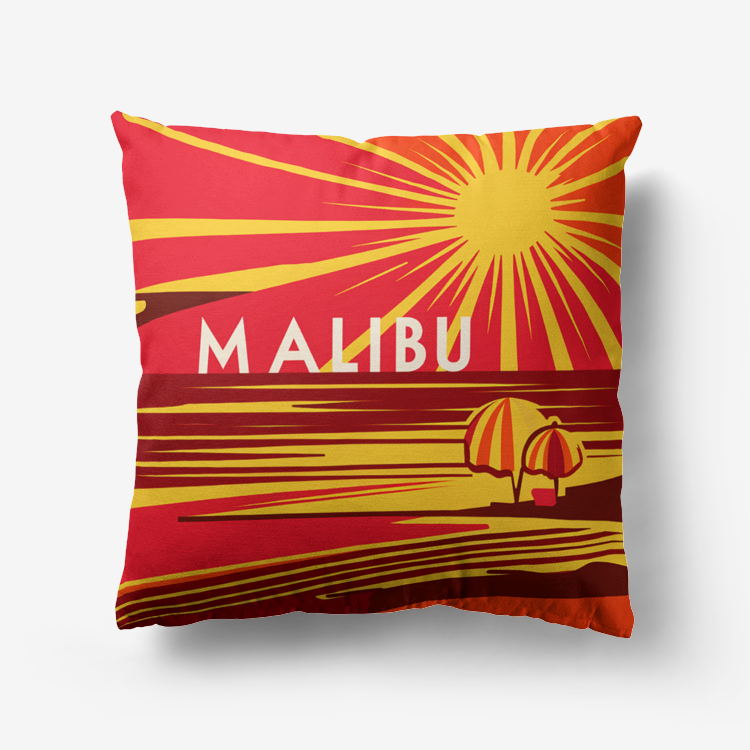 Vampire Art Retro Premium Hypoallergenic Throw Pillow - 3 sizes / optional insert - Sixties Sunset in Malibu 2