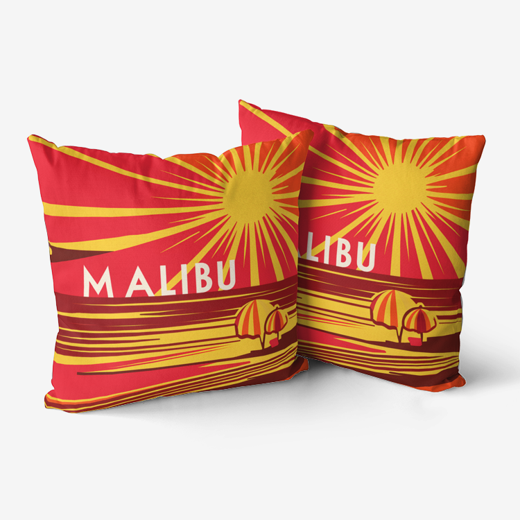 Vampire Art Retro Premium Hypoallergenic Throw Pillow - 3 sizes / optional insert - Sixties Sunset in Malibu 2
