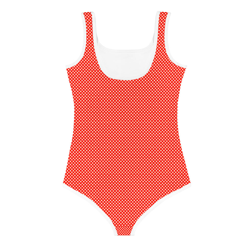 Vampire Art Red and White Polka Dot Little Girls Kids Swimsuit