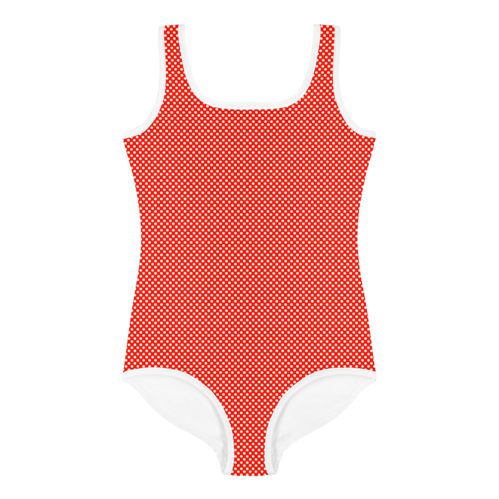 Vampire Art Red and White Polka Dot Little Girls Kids Swimsuit