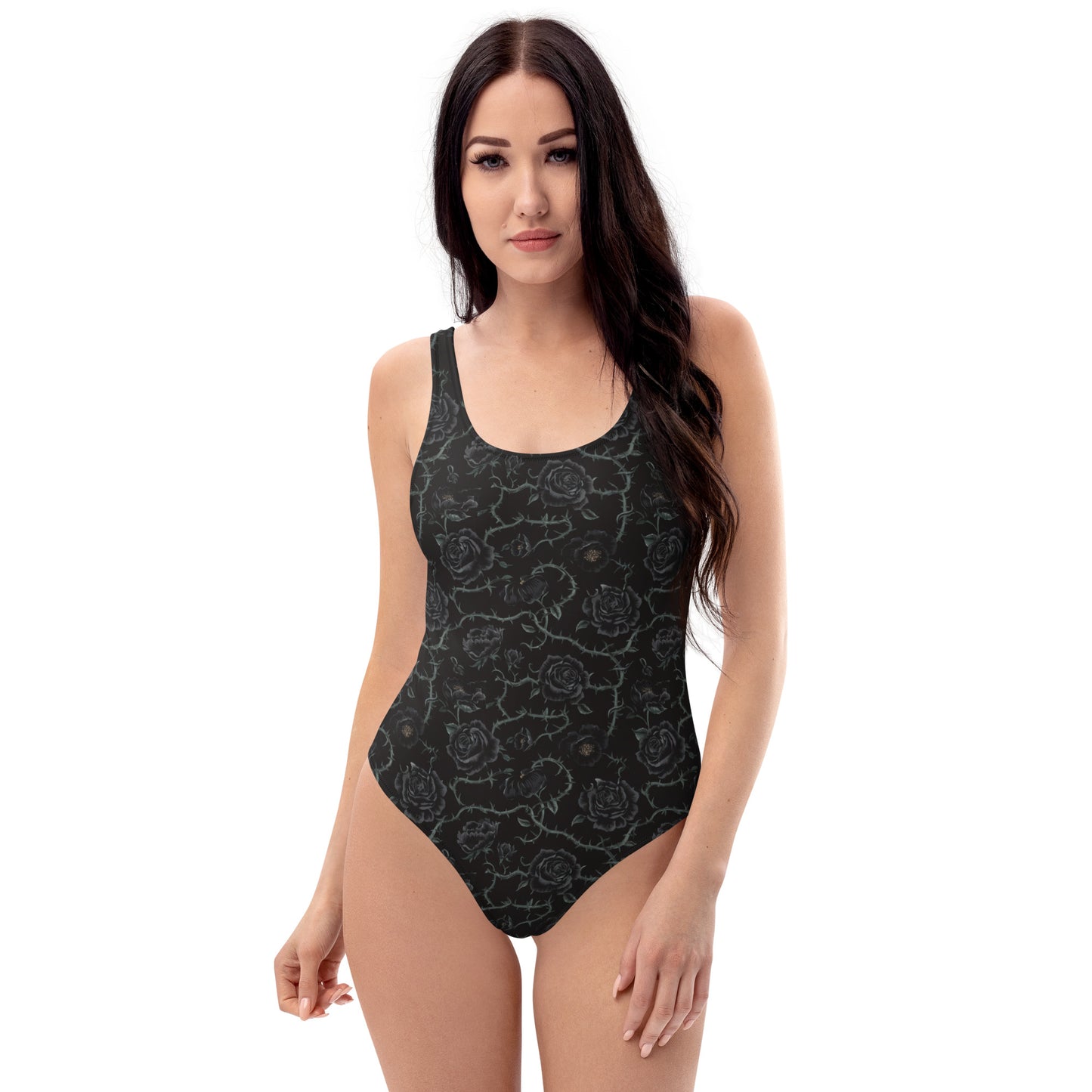 Vampire Art Timeless Low Back One-Piece Swimsuit - Goth Thorns