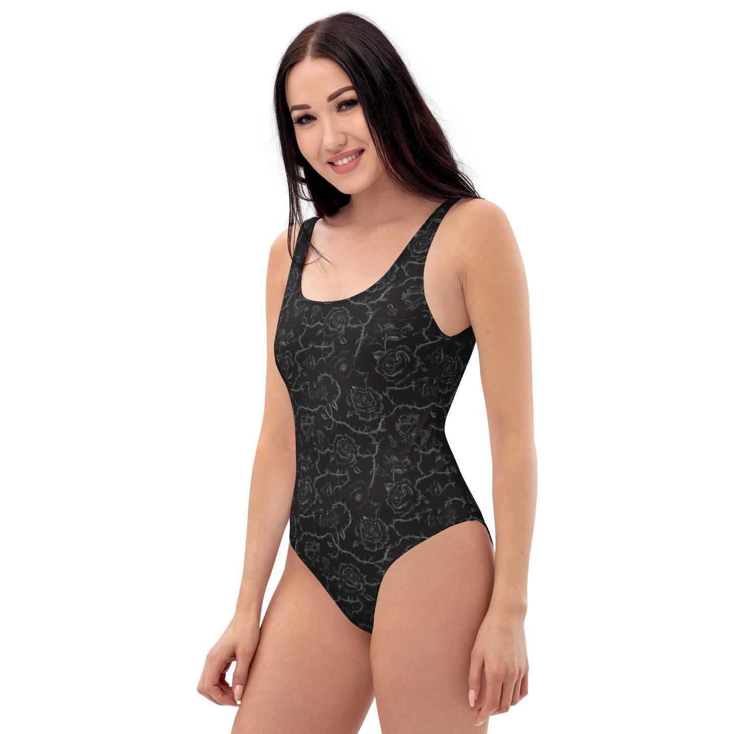 Vampire Art Timeless Low Back One-Piece Swimsuit - Goth Thorns