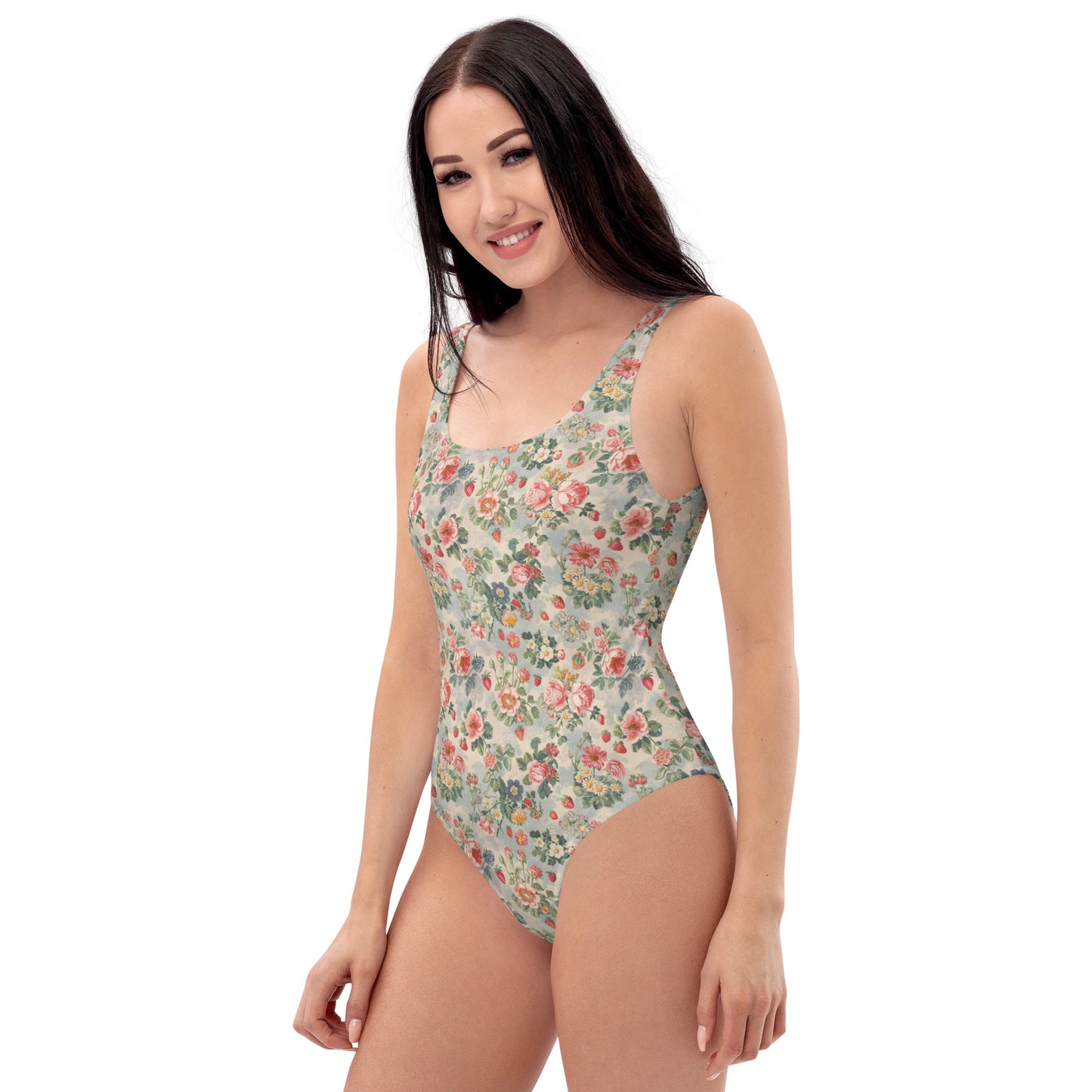 Vampire Art Timeless Low Back One-Piece Swimsuit - Retro Cottagecore Strawberries