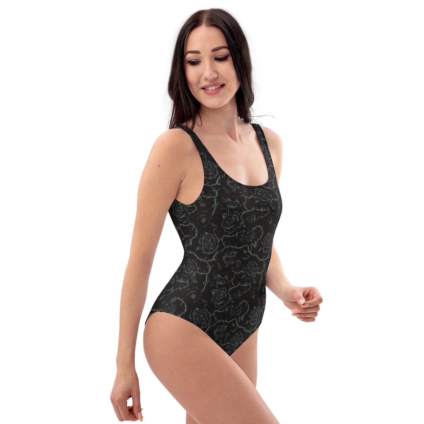 Vampire Art Timeless Low Back One-Piece Swimsuit - Goth Thorns