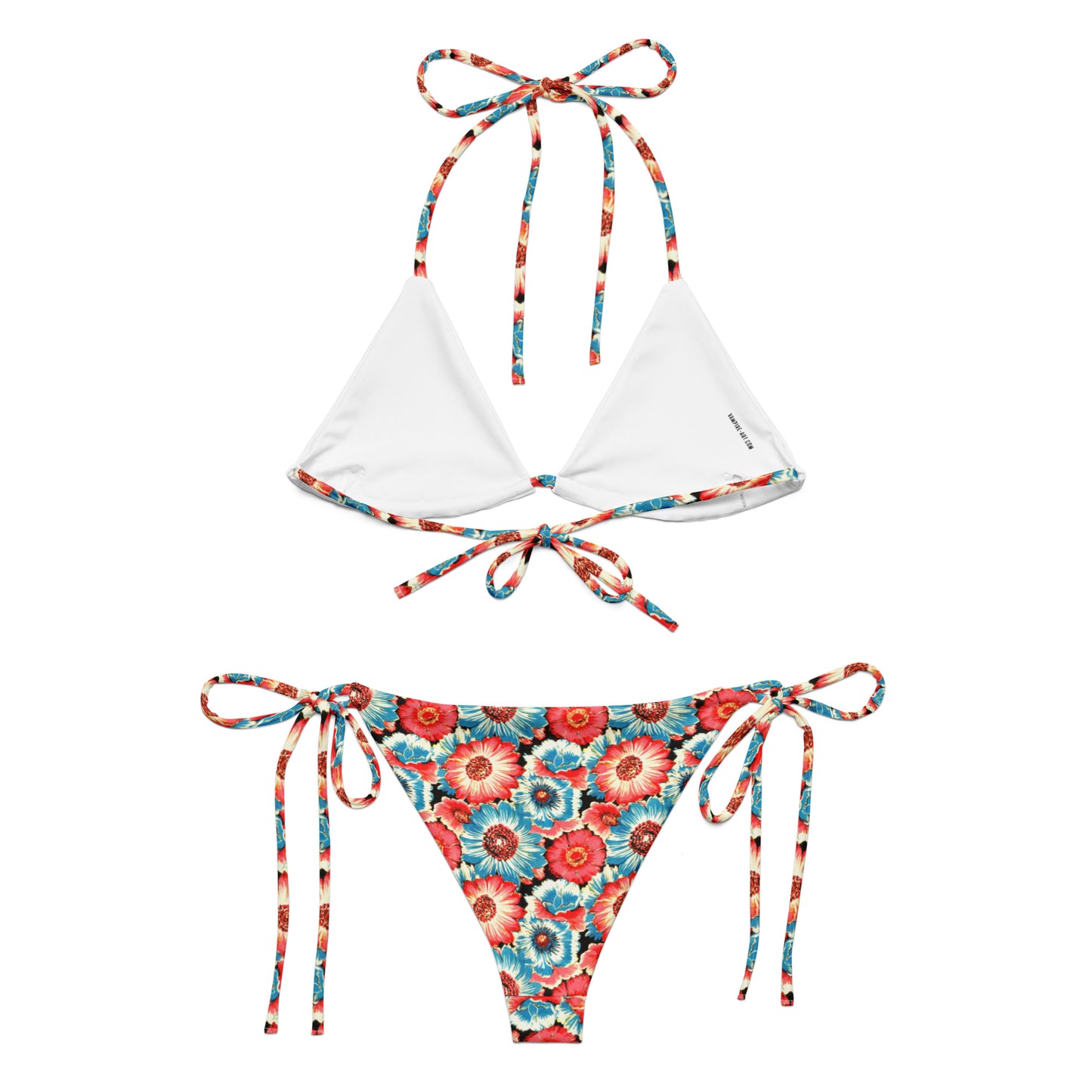 Vampire Art Vintage Blossom 70s Recycled String Bikini - Blue and Pink