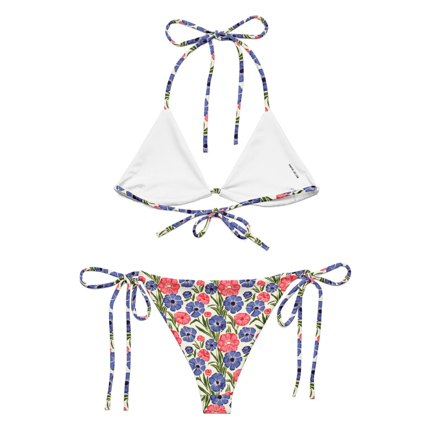 Vampire Art Vintage Blossom 70s Recycled String Bikini - Little Pink and Blue Flowers