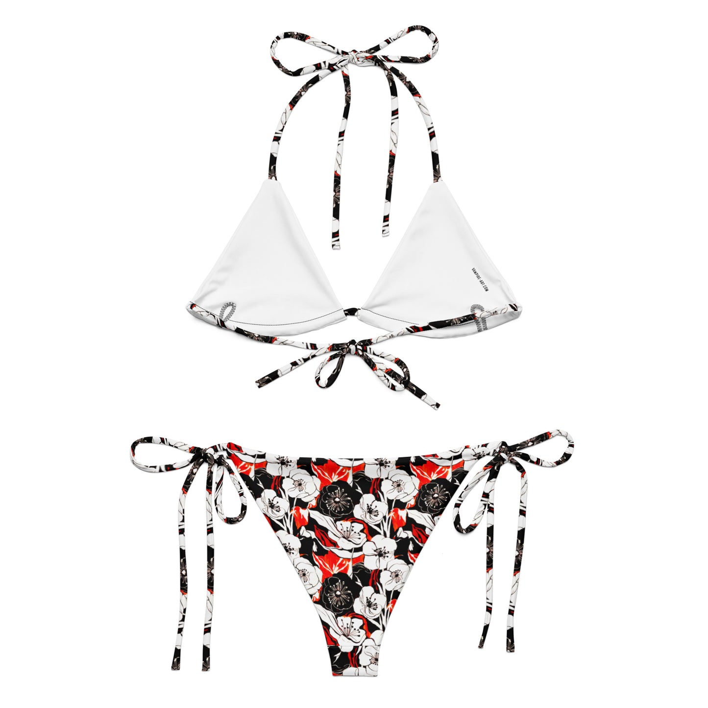 Vampire Art Vintage Blossom 70s Recycled String Bikini - Black, Red and White