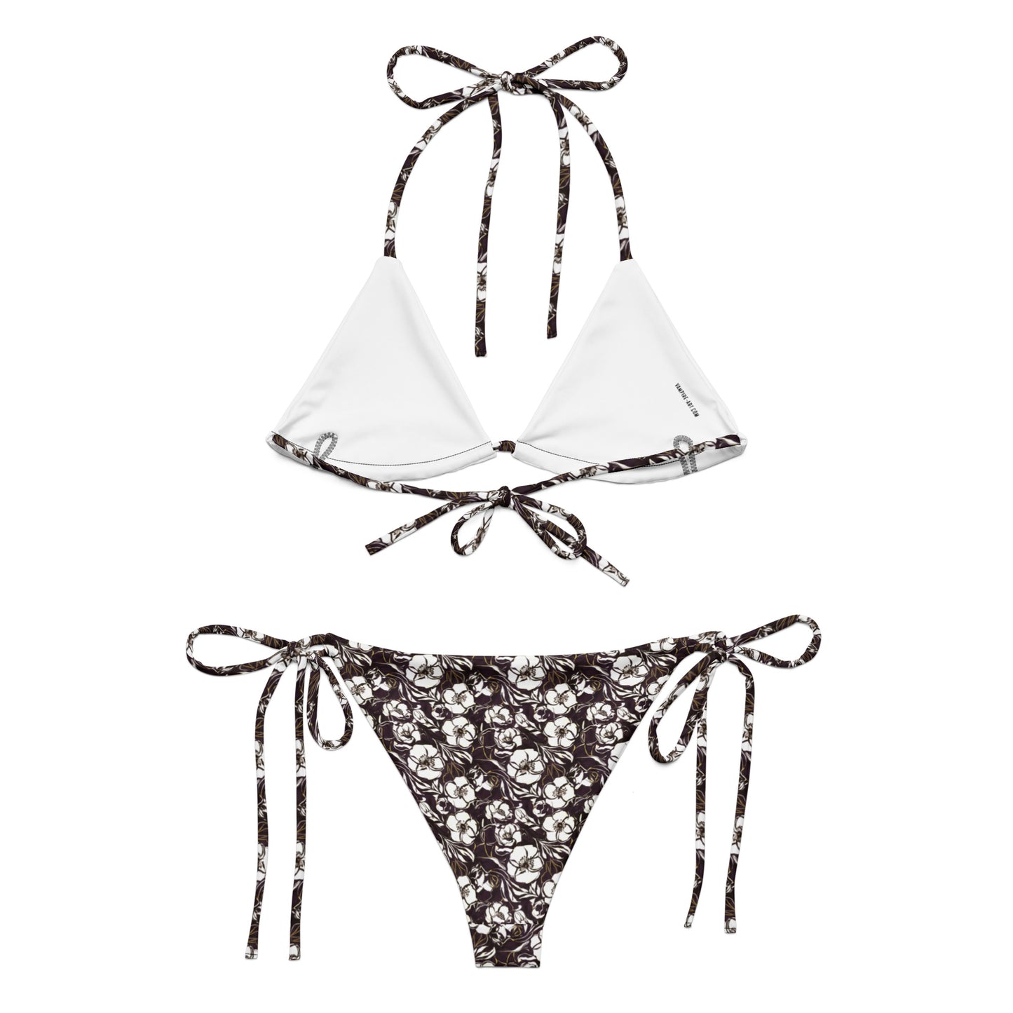 Vampire Art Vintage Blossom 70s Recycled String Bikini - Black and White