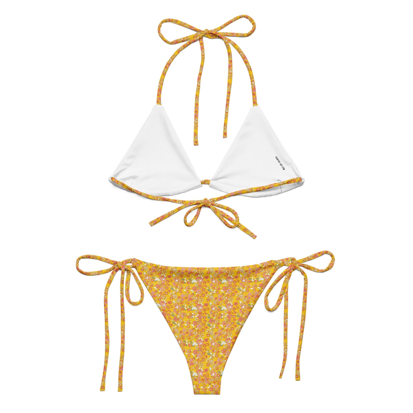 Vampire Art Vintage Blossom 70s Recycled String Bikini - Mustard