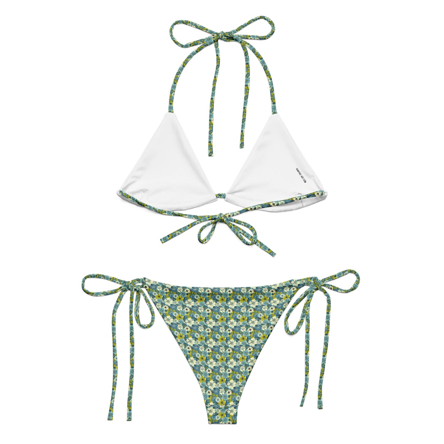 Vampire Art Vintage Blossom 70s Recycled String Bikini - Green, Blue and White