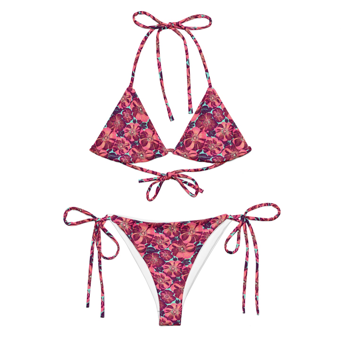 Vampire Art Vintage Blossom 70s Recycled String Bikini - Purple and Pink