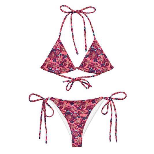 Vampire Art Vintage Blossom 70s Recycled String Bikini - Purple and Pink