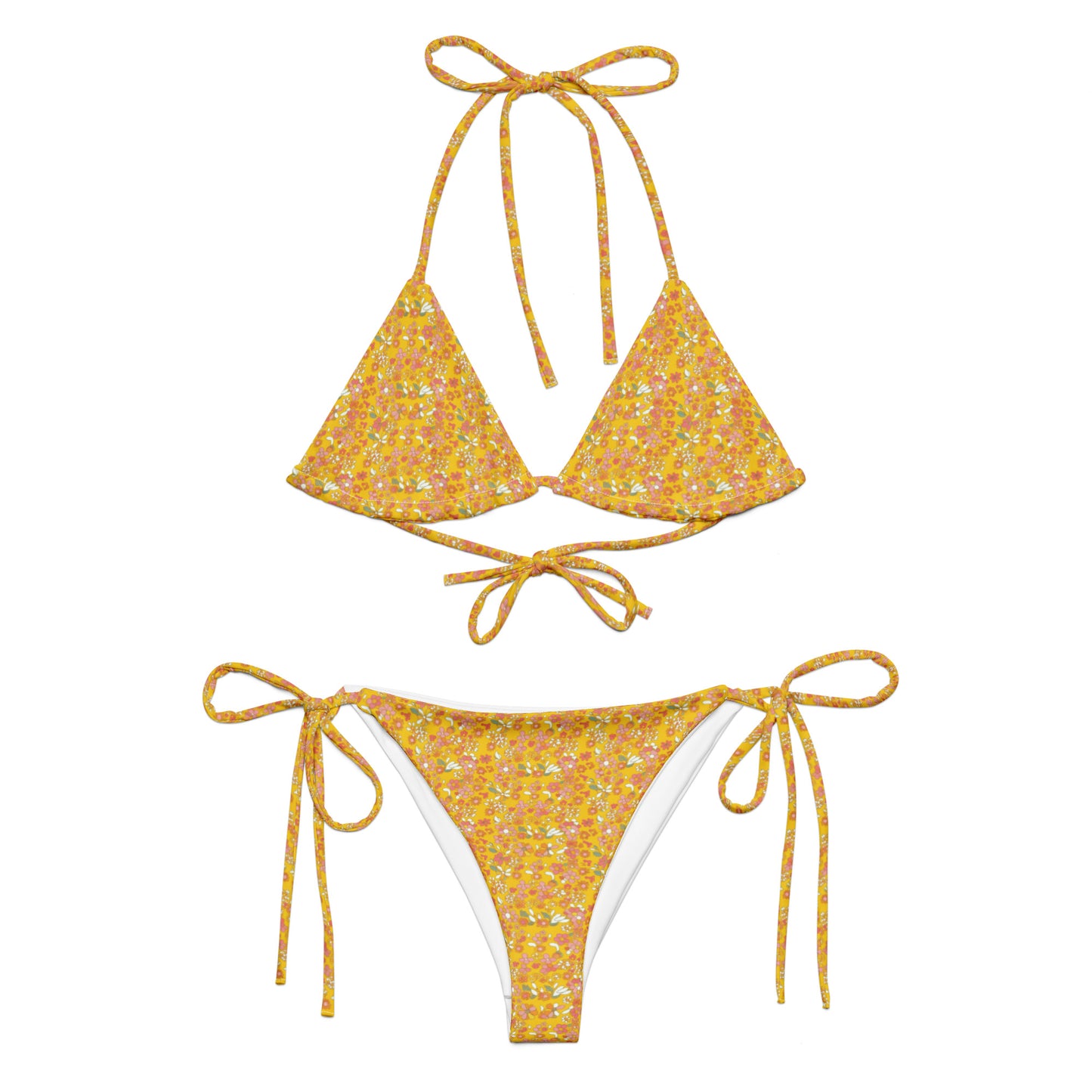 Vampire Art Vintage Blossom 70s Recycled String Bikini - Mustard