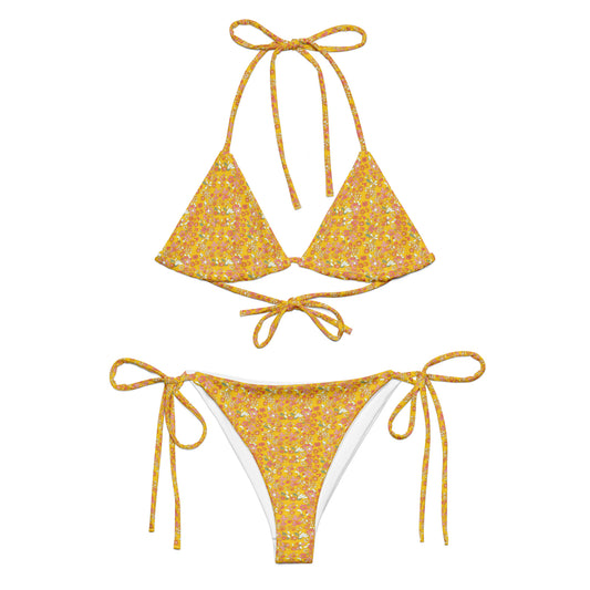 Vampire Art Vintage Blossom 70s Recycled String Bikini - Mustard