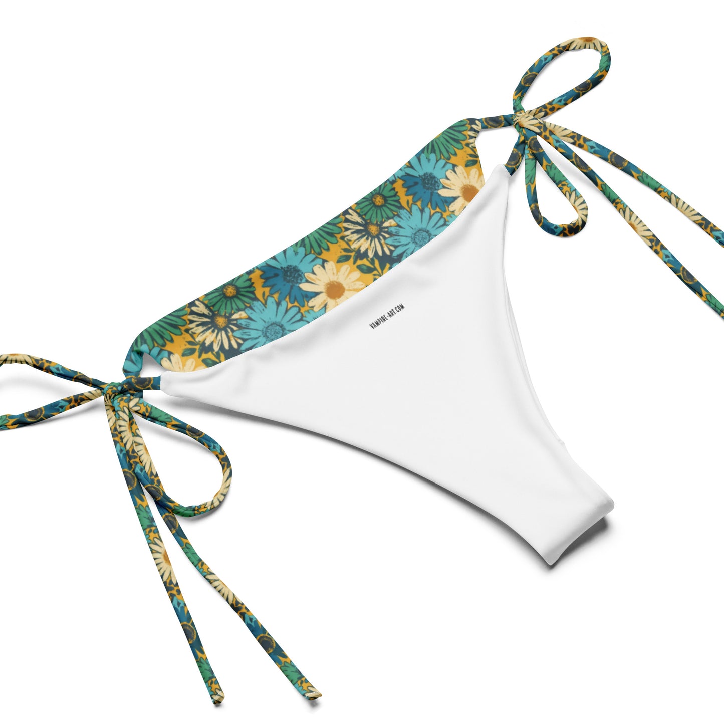 Vampire Art Vintage Blossom 70s Recycled String Bikini - Blue, White and Yellow