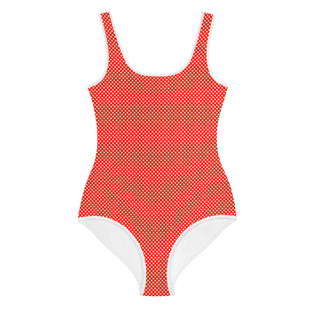 Vampire Art Red and White Polka Dot Youth Swimsuit