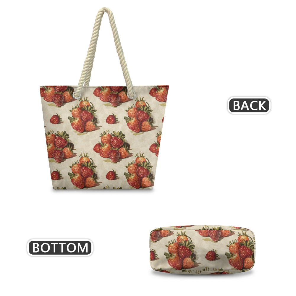 Vampire Art Retro Cottagecore Beach Bag - 1950s Strawberries