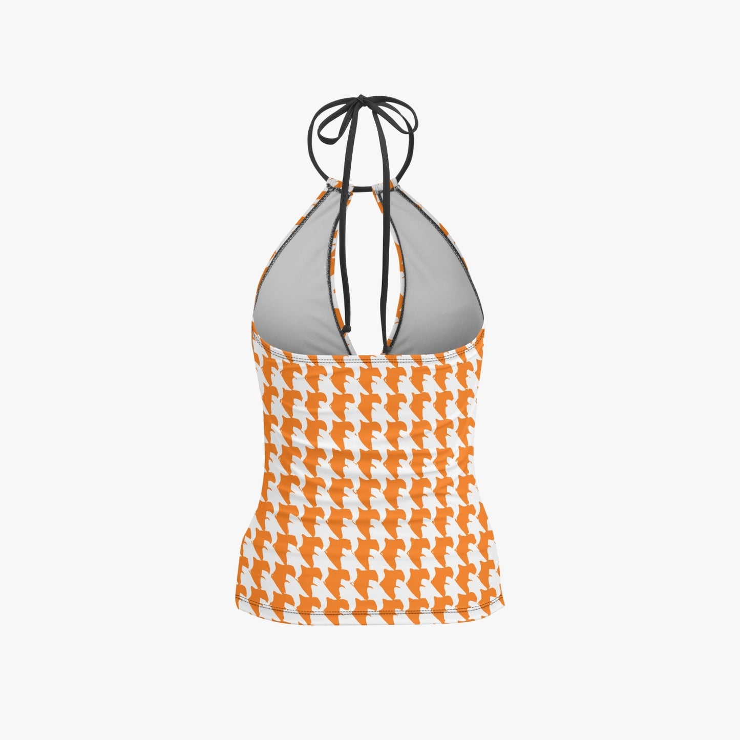 Vampire Art Retro Halter Two-Piece Tankini Swimsuit - Orange Houndstooth