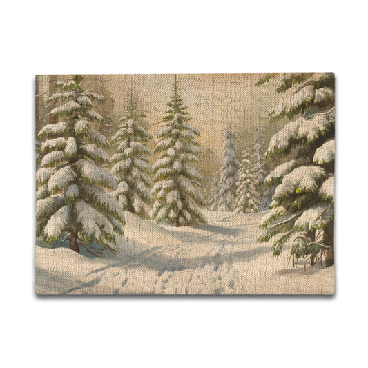 Vampire Art Retro Christmas Linen Placemat Mid Century 60s Vintage Traditional Eco-FriendlyTable Mat - Skying in the Forest