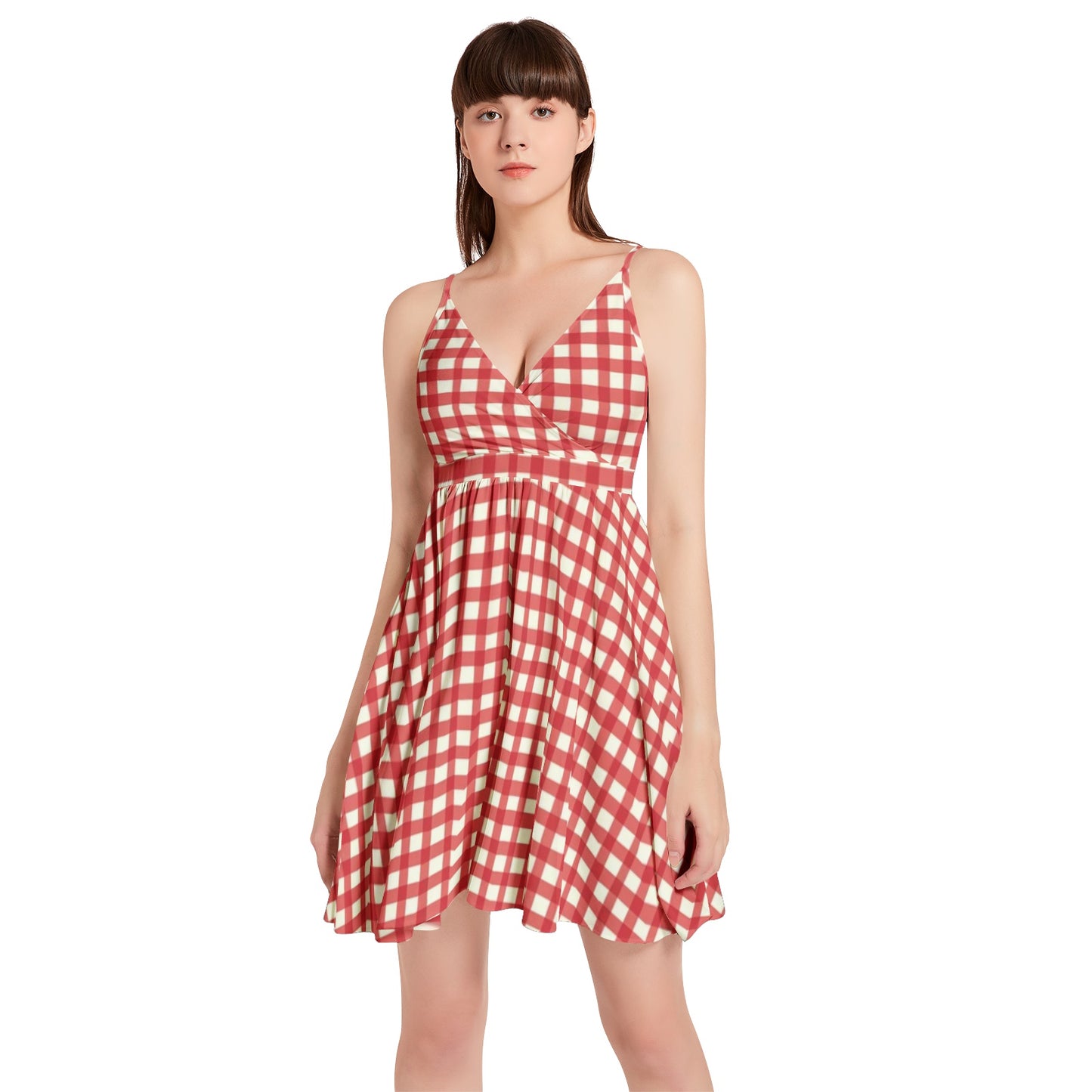 Vampire Art Vintage Bloom Gingham Flare Dress - Red Gingham