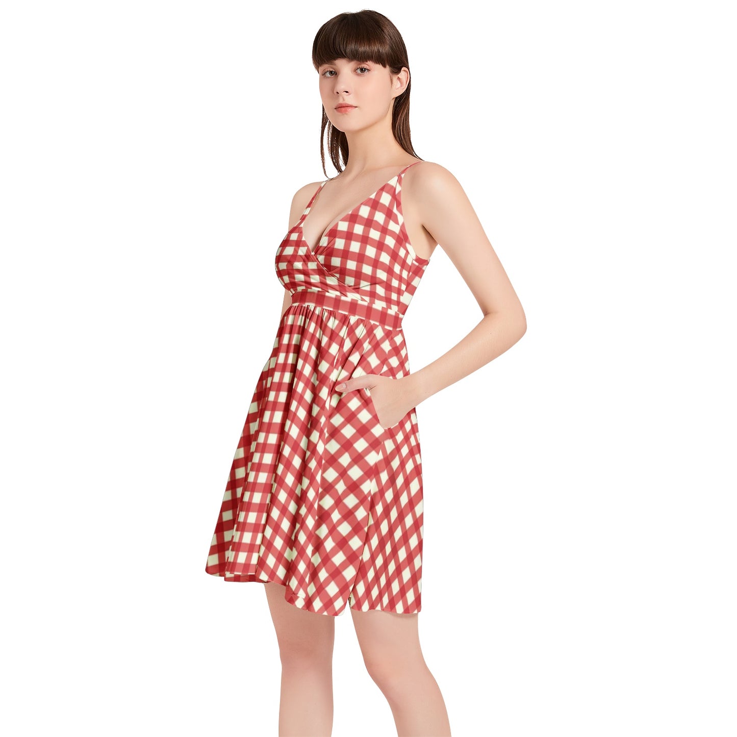 Vampire Art Vintage Bloom Gingham Flare Dress - Red Gingham