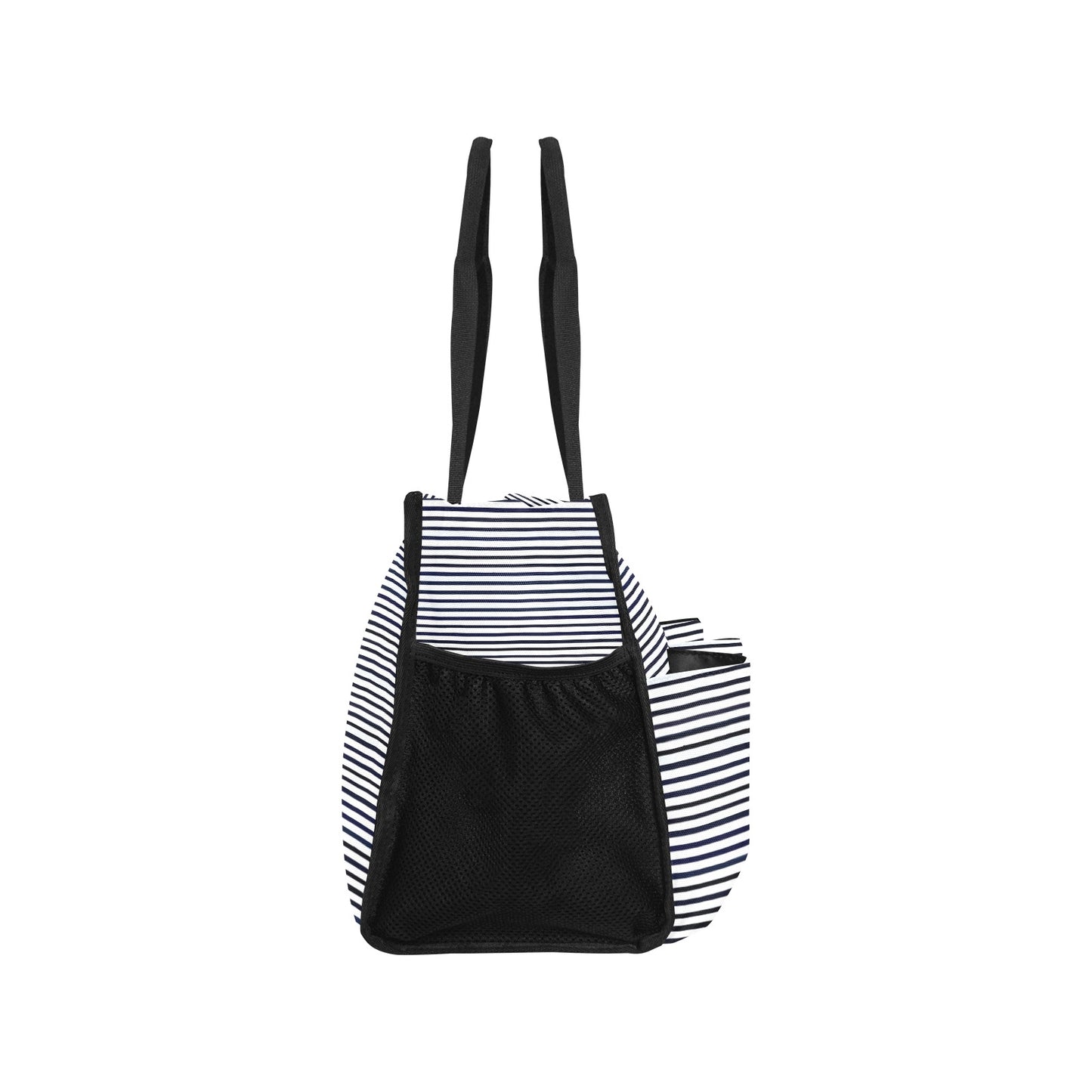 Vampire Art Retro Large Multi-pocket Beach Bag - Black and White Stripes