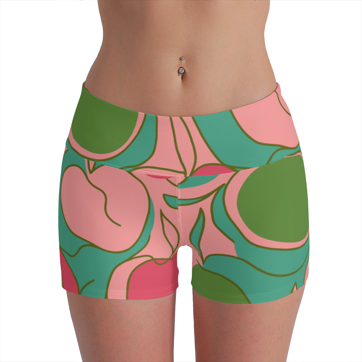 Vampire Art Retro Yoga Cycling Sports Shorts - Sixties Apples with Pink