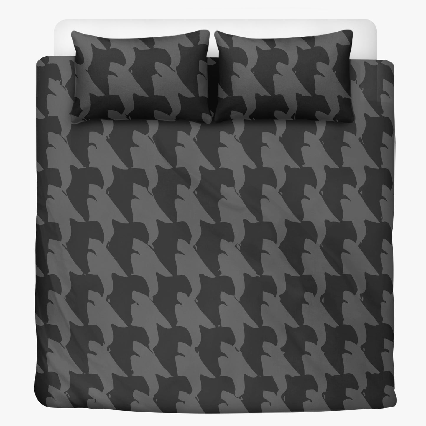 Vampire Art 3-Piece Retro Polyester Bedding Set - Black Houndstooth