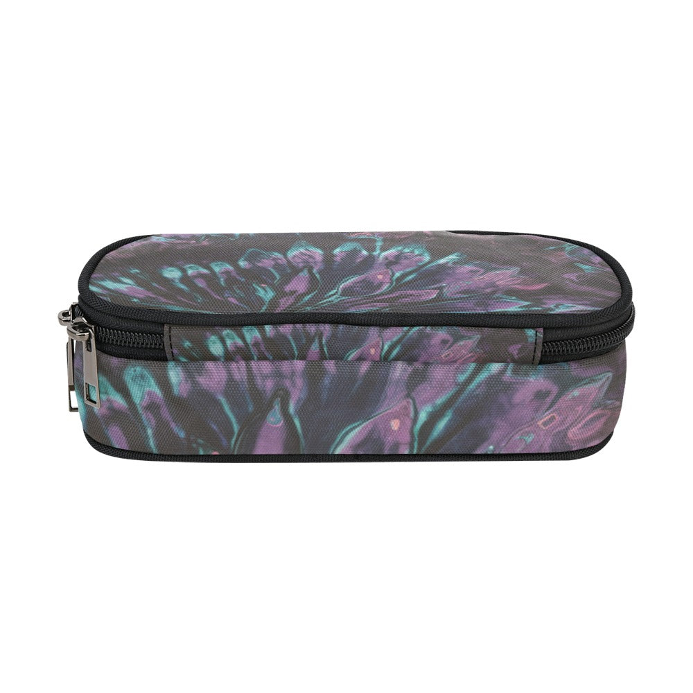 Vampire Art Studio Caddy: Deluxe Pencil Pouch - Black and Purple Boho Tie Dye