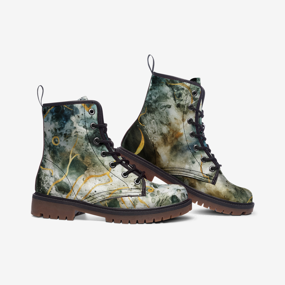 Vampire Art Starry Night Space Boots Unisex vegan Leather Combat Boots - US sizes - Moon