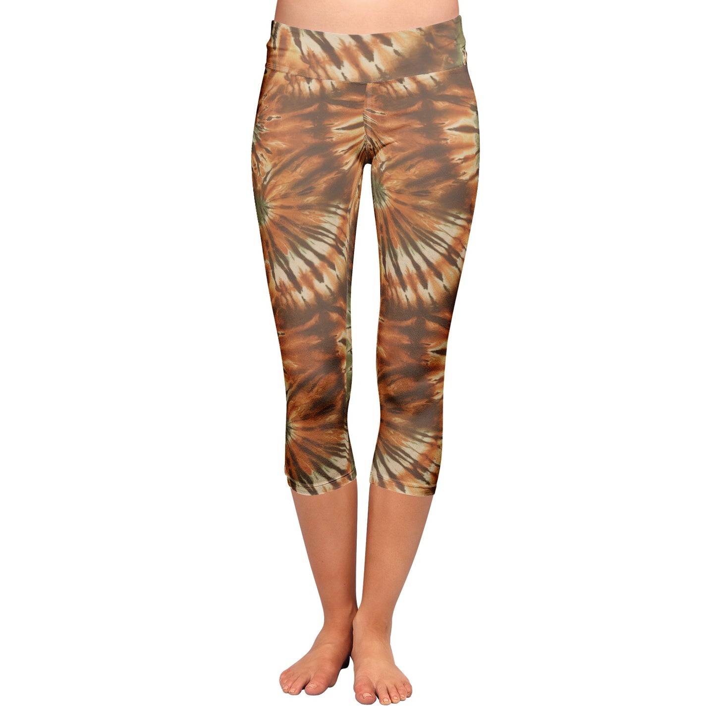 Vampire Art Mystic Tie-Dye Capri Leggings - Forest Brown