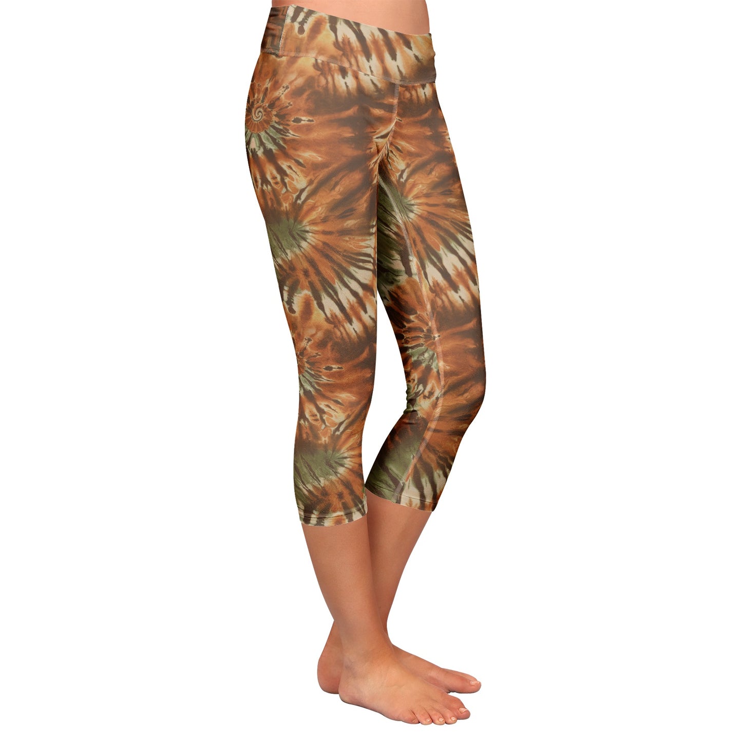 Vampire Art Mystic Tie-Dye Capri Leggings - Forest Brown