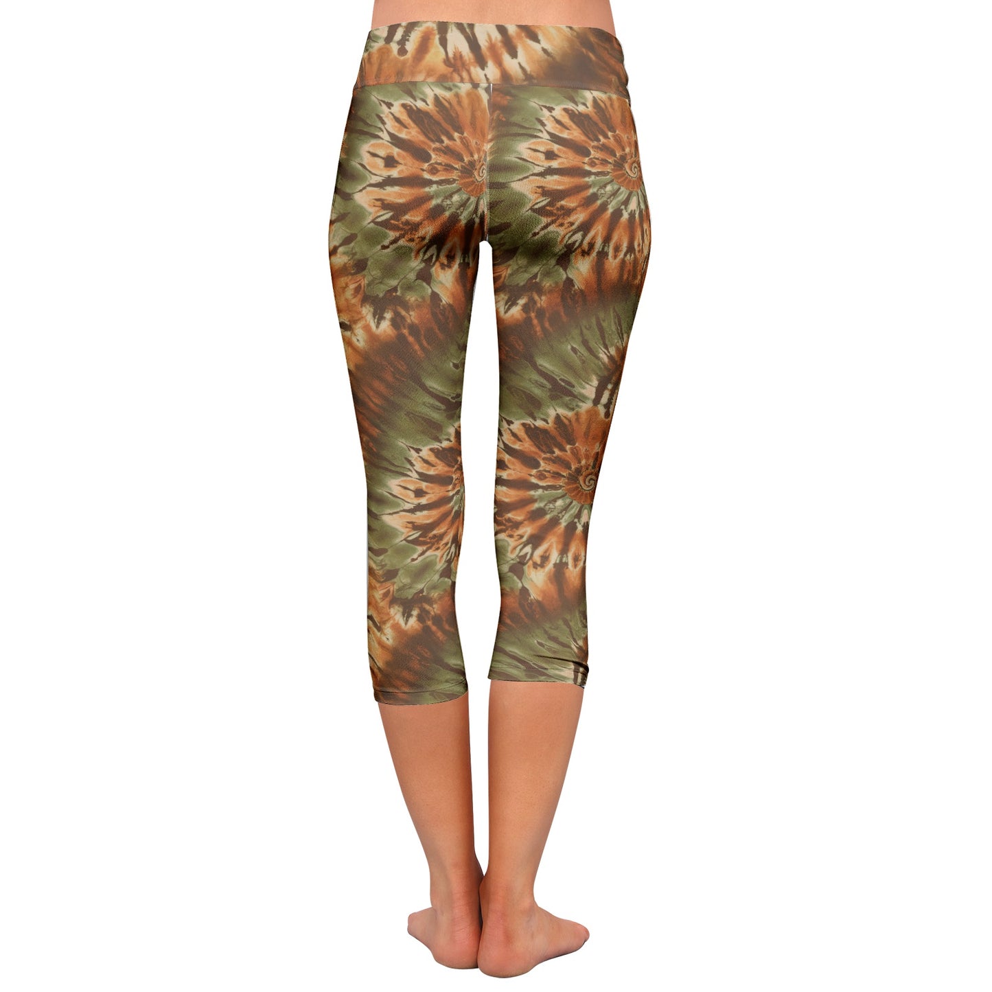 Vampire Art Mystic Tie-Dye Capri Leggings - Forest Brown