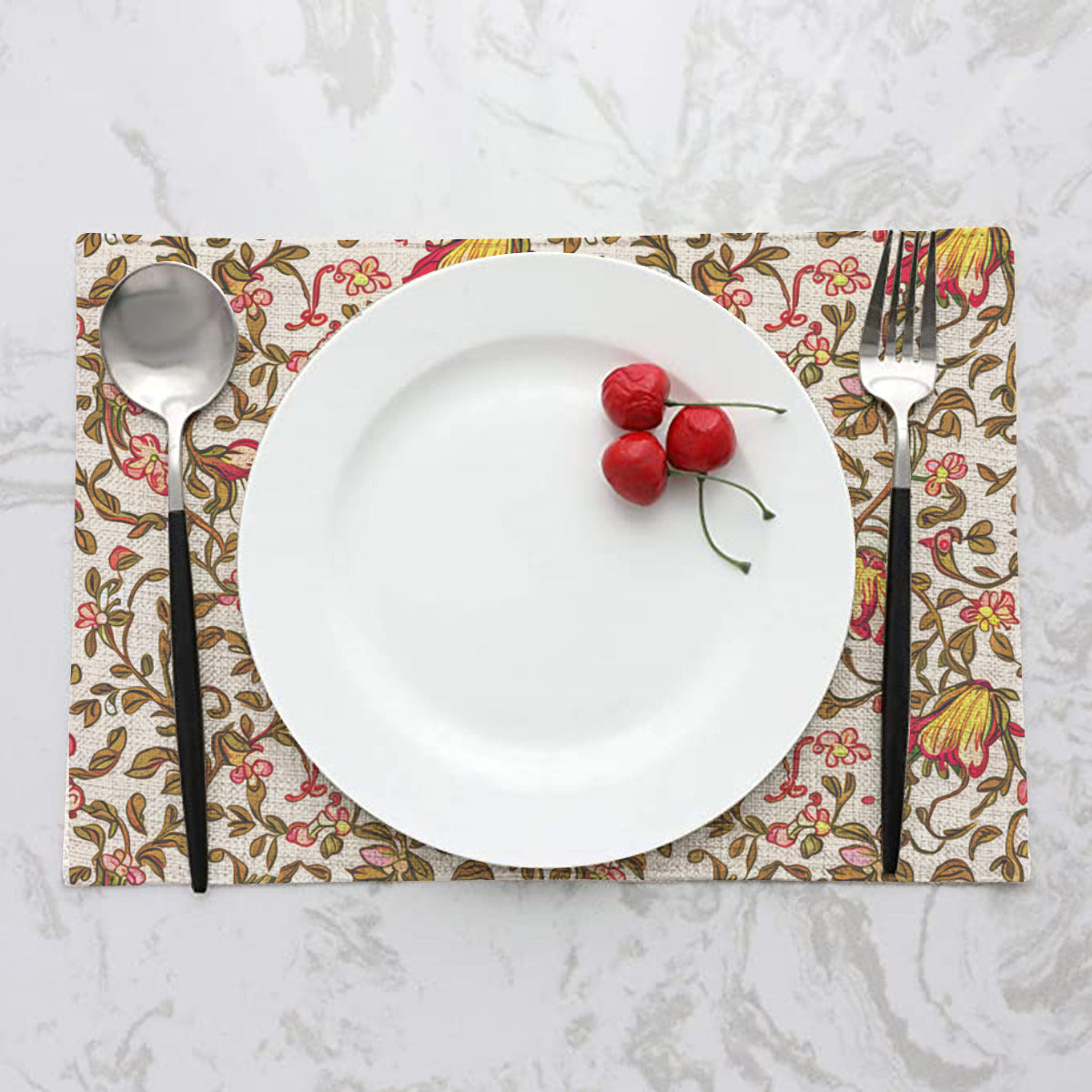 Vampire Art Retro Linen Placemats - Honeysuckle Floral