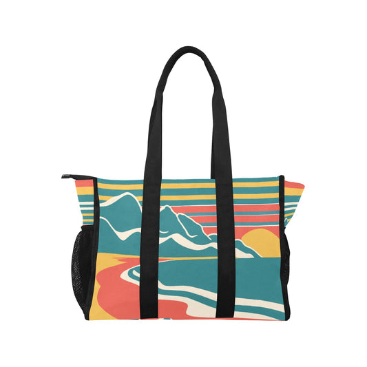 Vampire Art Retro Large Multi-pocket Beach Bag - Malibu in Vintage Colours