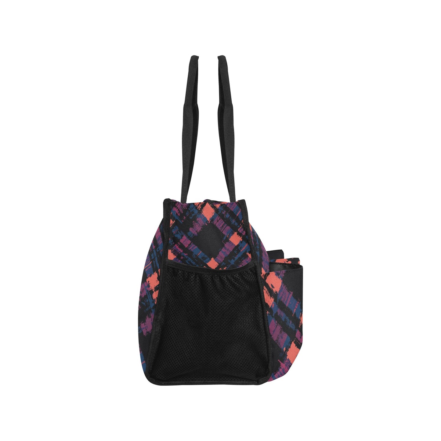 Vampire Art Retro Large Multi-pocket Beach Bag - Grunge Tartan