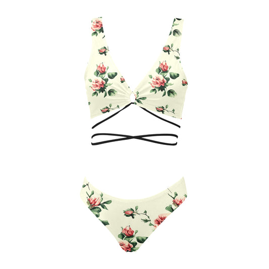 Vampire Art Retro Cross String Bikini Set - Coquette Vintage Roses