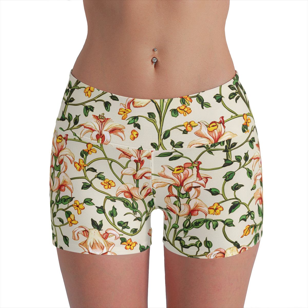 Vampire Art Retro Yoga Cycling Sports Shorts - Lilies