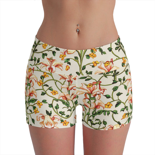 Vampire Art Retro Yoga Cycling Sports Shorts - Lilies