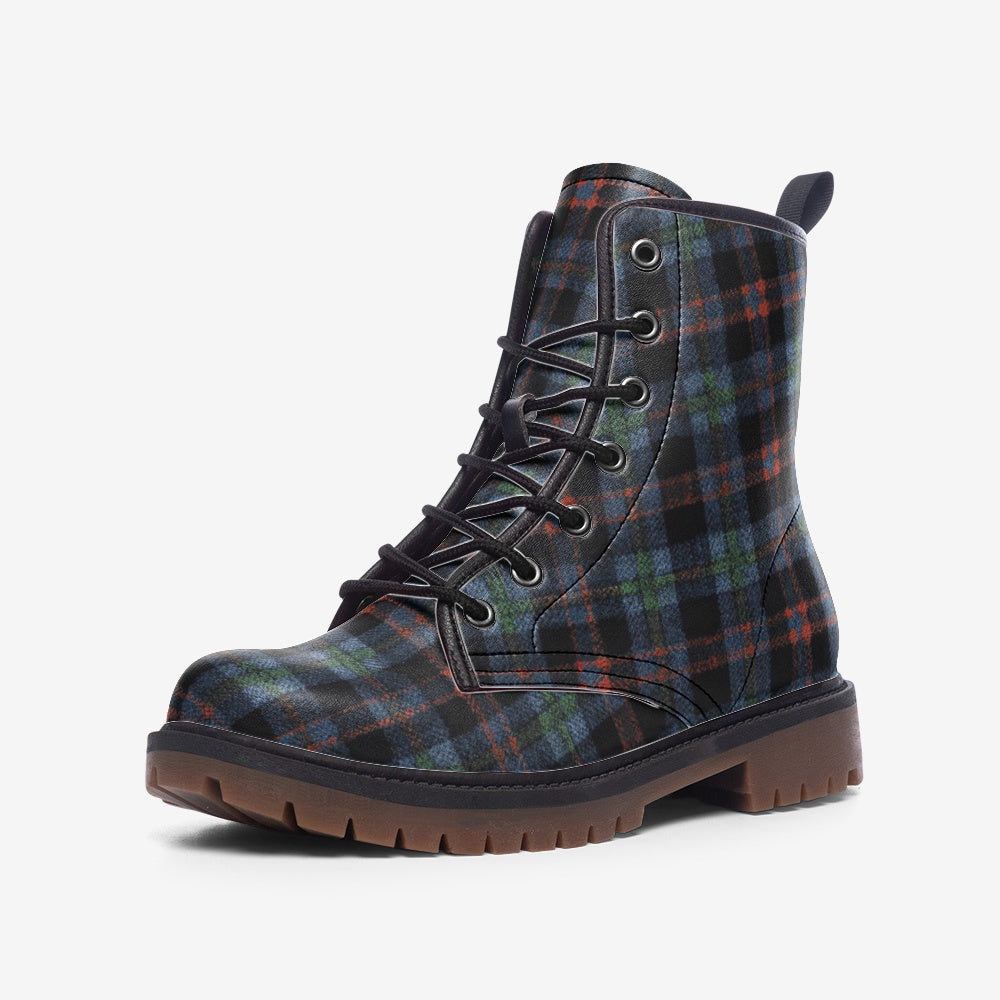 Vampire Art Tartan Grunge Unisex Vegan Leather Combat Boots - Somerled - US size