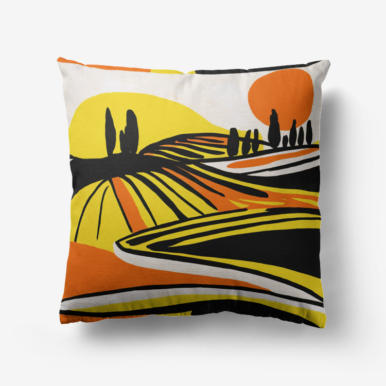 Vampire Art Retro Premium Hypoallergenic Throw Pillow - 3 sizes / optional insert - Sixties Tuscan Hills