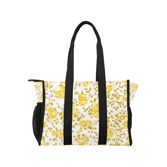 Vampire Art Retro Large Multi-pocket Beach Bag - Bright Yellow Roses