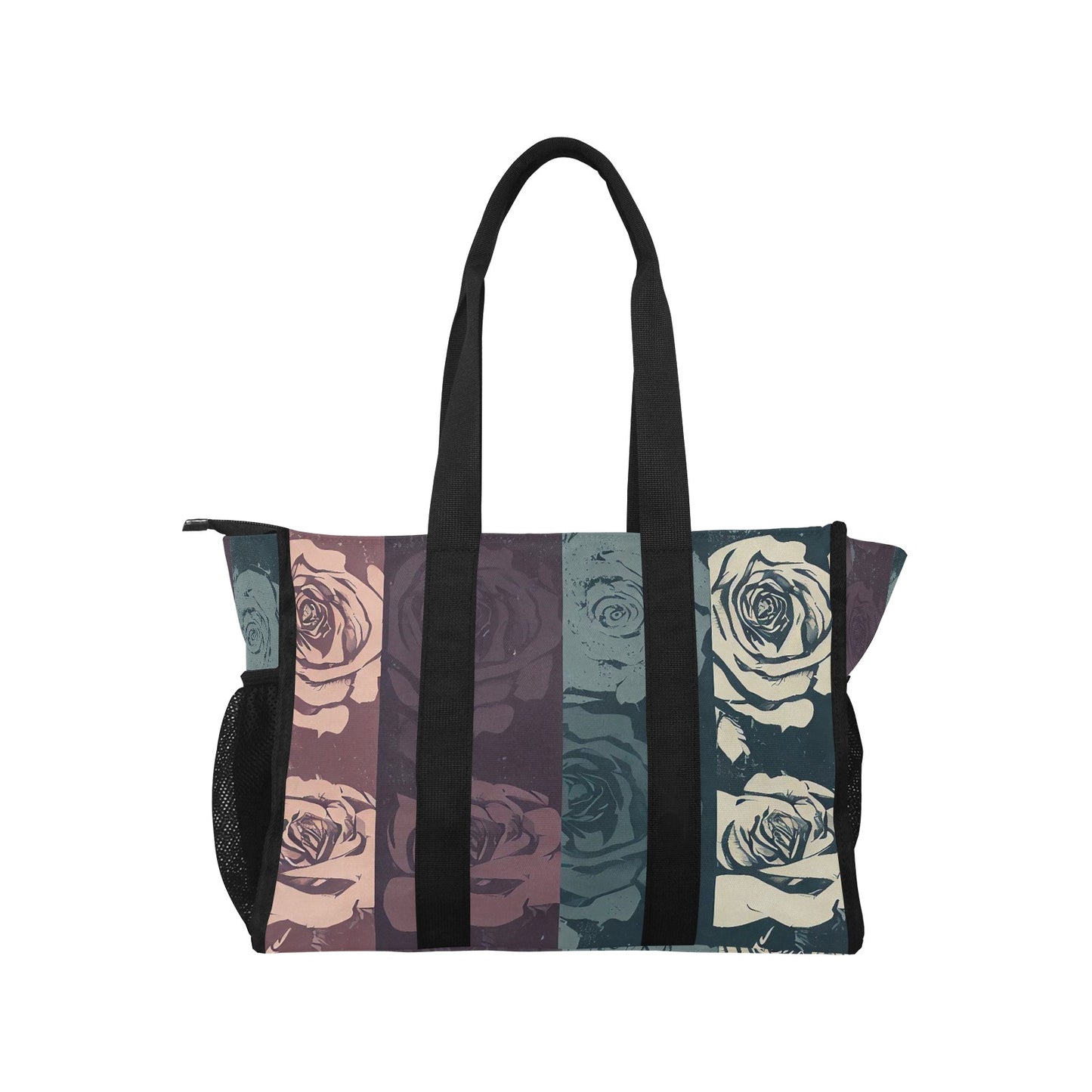 Vampire Art Retro Large Multi-pocket Beach Bag - Grunge Roses