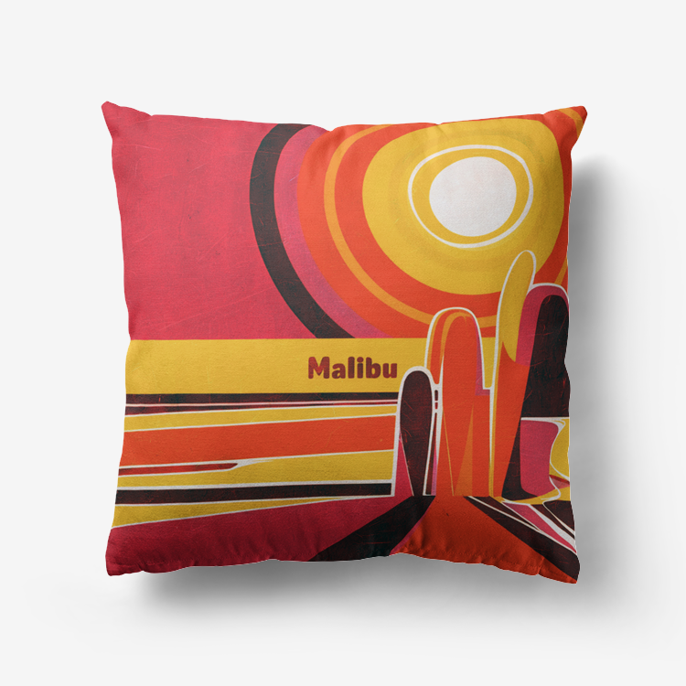 Vampire Art Retro Premium Hypoallergenic Throw Pillow - 3 sizes / optional insert - Sixties Sunset in Malibu 4