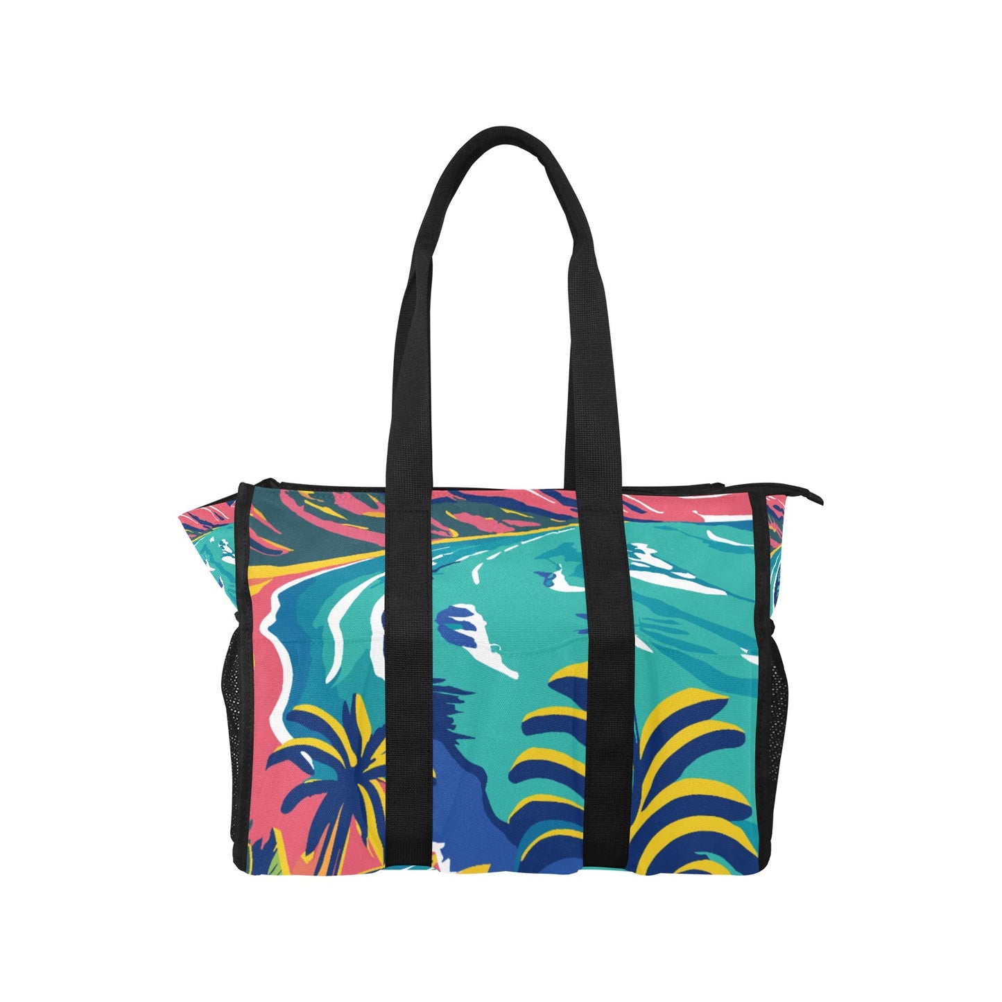 Vampire Art Retro Large Multi-pocket Beach Bag - Colourful Vintage Malibu