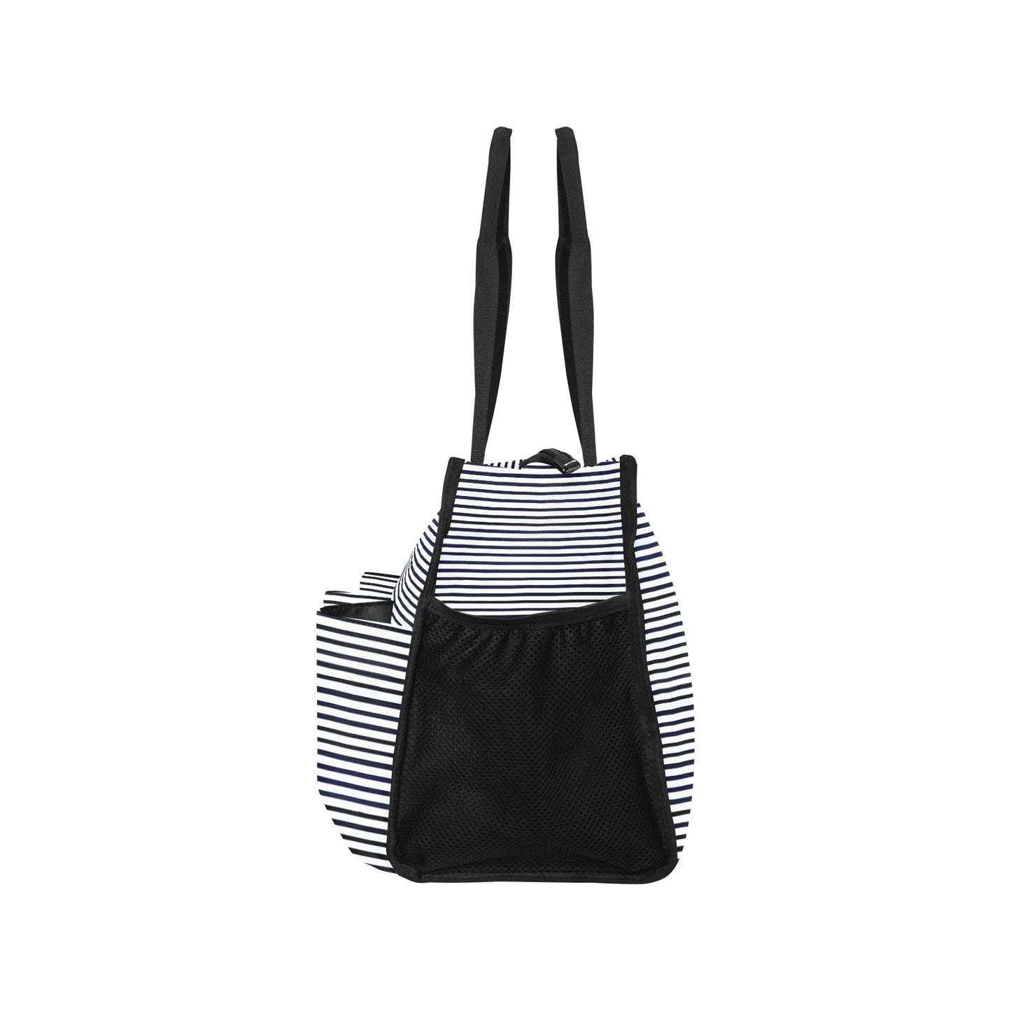 Vampire Art Retro Large Multi-pocket Beach Bag - Black and White Stripes