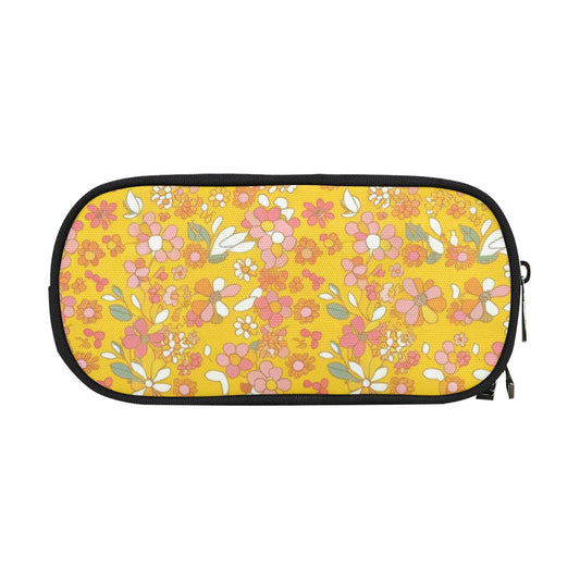 Vampire Art Studio Caddy: Deluxe Pencil Pouch - Hippie Boho Florals in Yellow